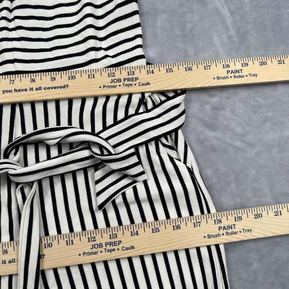 Worthington‎ Jumpsuit Womens Medium Black White Stripe Knit Cropped Wide Leg - Picture 9 of 16